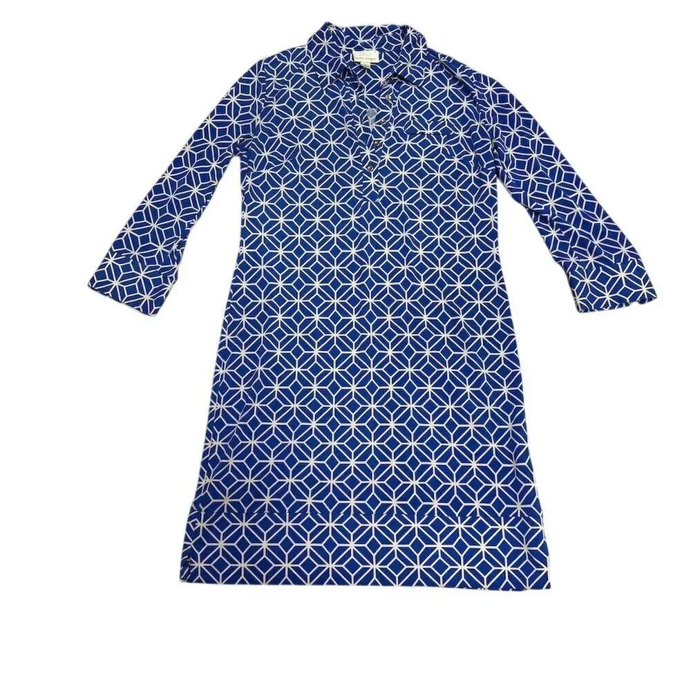 EUC Donna Morgan Women's Blue Geometric Dress Size 4 - Picture 3 of 6